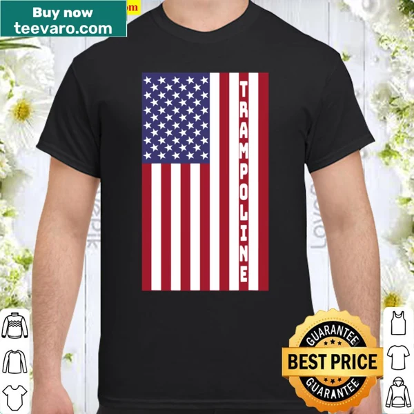 Trampoline design featuring an American flag graphic.