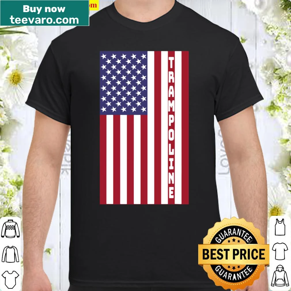Trampoline design featuring an American flag graphic.