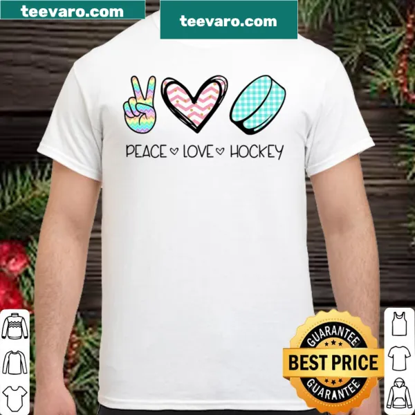 Cute 'Peace Love Hockey' design shirt for women and girls