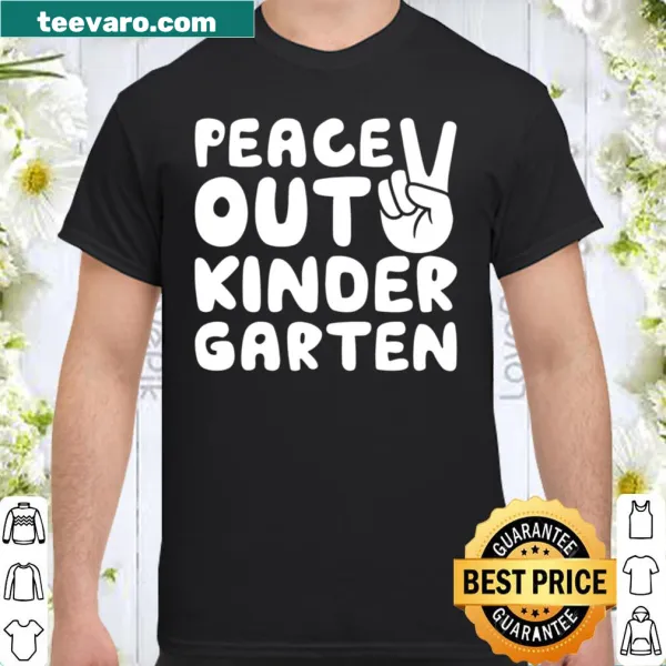 Graduation shirt featuring 'Peace Out Kindergarten Class Of 2021' design