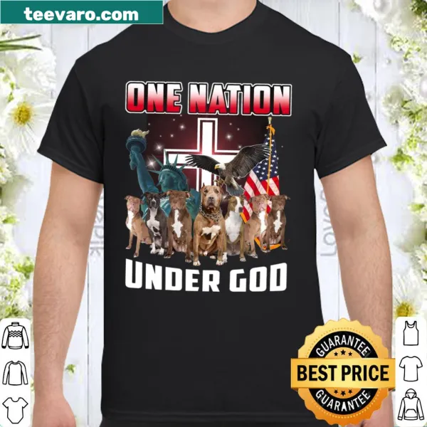 Shirt featuring the phrase 'Pitbull One Nation Under God' in bold letters.