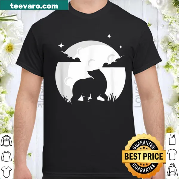 Charming illustration of a polar bear and zookeeper with a moon