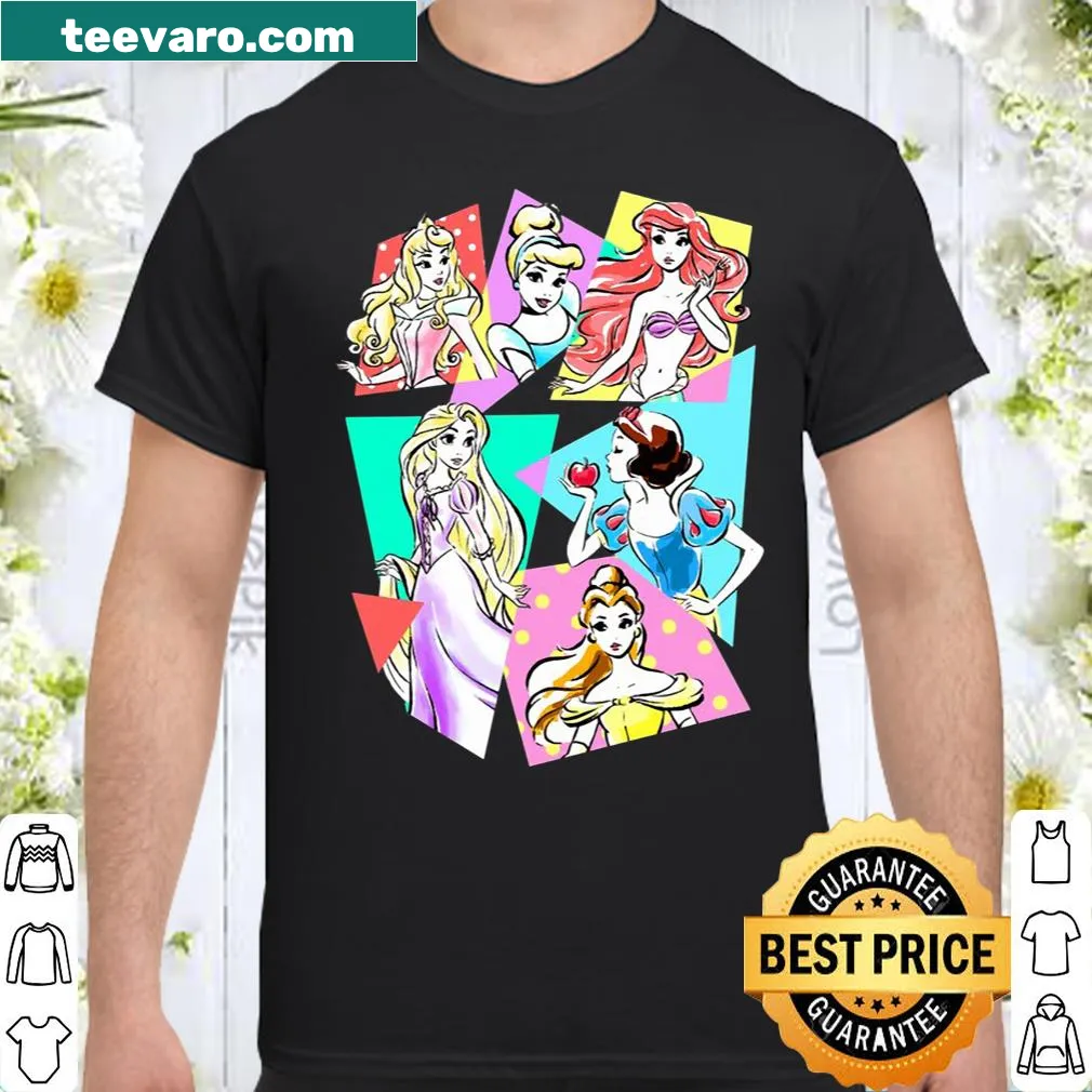 Neon pop art sketch of princesses in a playful style