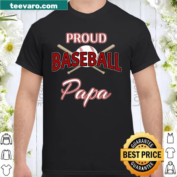 Proud Baseball Papa shirt featuring 'Baseball Papa' text design.