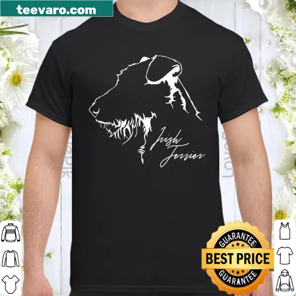 Illustrated Irish Terrier dog profile on a casual shirt