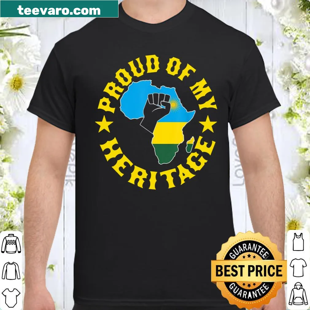 Rwanda flag on an Africa map design shirt