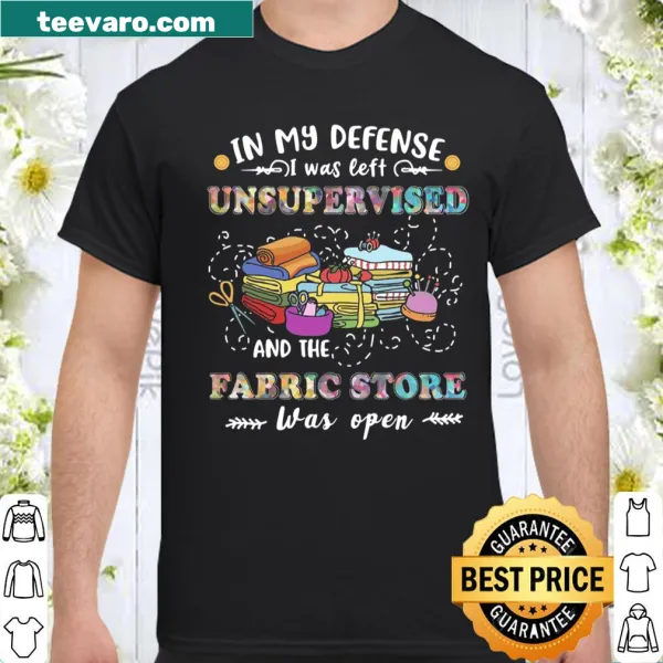 Vintage-style shirt with 'Unsupervised Fabric Store' text for quilters