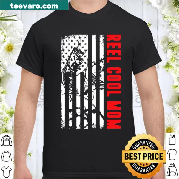 Patriotic fishing shirt for cool moms with American flag