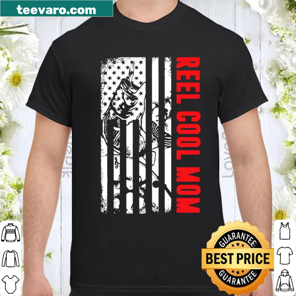Patriotic fishing shirt for cool moms with American flag