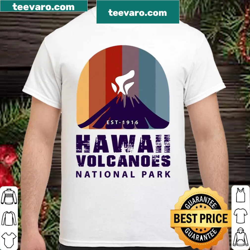Retro-style shirt featuring Hawaii Volcanoes National Park illustration