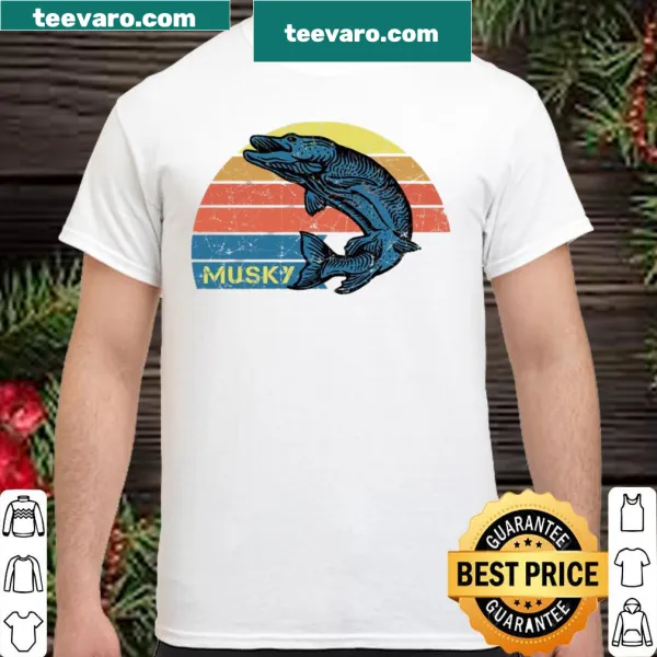 Vintage musky fishing shirt with retro design