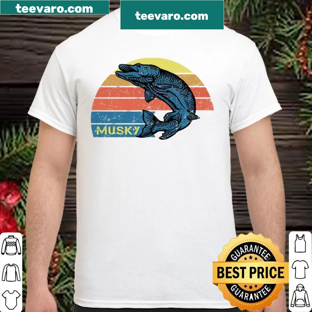 Vintage musky fishing shirt with retro design