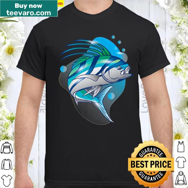 Tee featuring a roosterfish graphic for fishing enthusiasts