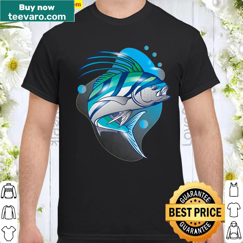 Tee featuring a roosterfish graphic for fishing enthusiasts