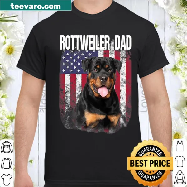 Illustration of a Rottweiler with an American flag, celebrating dog lovers