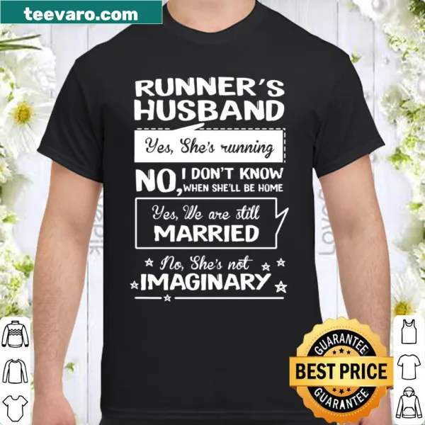 Witty shirt with humorous text about being a runner's husband
