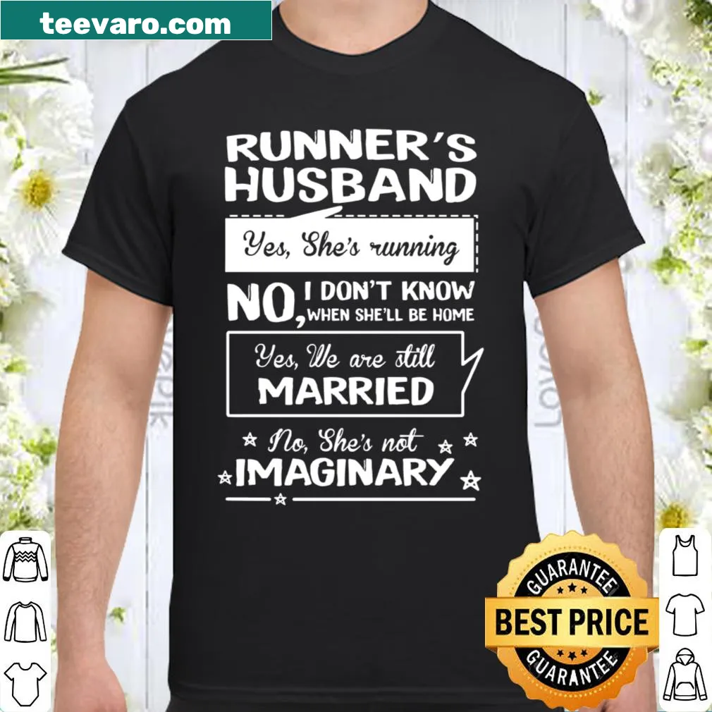 Witty shirt with humorous text about being a runner's husband