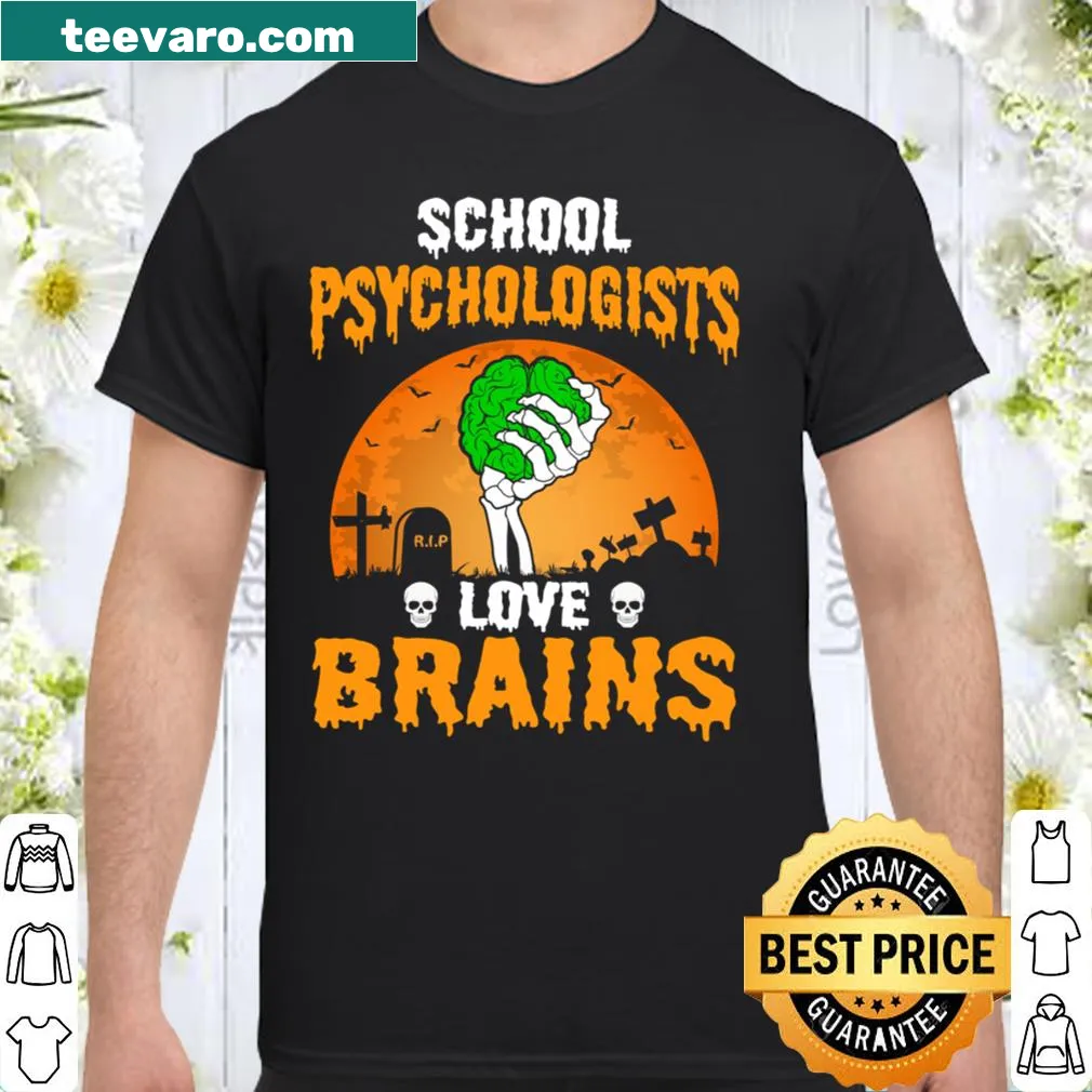 Humorous T-shirt for school psychologists featuring brain-themed text