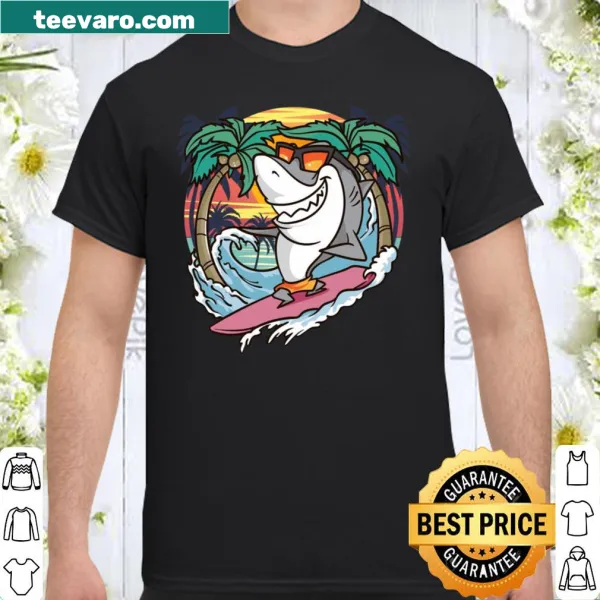 Playful shark graphic for children on a summer shirt