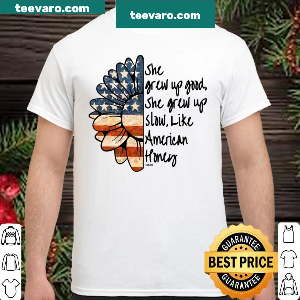 Typography shirt with nostalgic saying about growing up good and slow