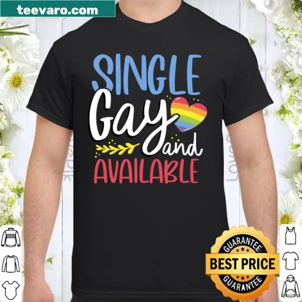 Illustration of the phrase 'Single Gay and Available' on a shirt