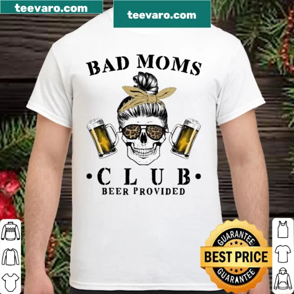 Graphic stating 'Bad Mom Club' with a skull design