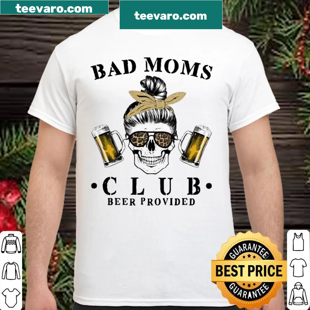 Graphic stating 'Bad Mom Club' with a skull design