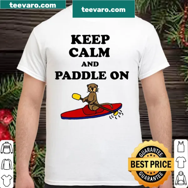 Illustration of a sea otter kayaking with the text 'Keep Calm'