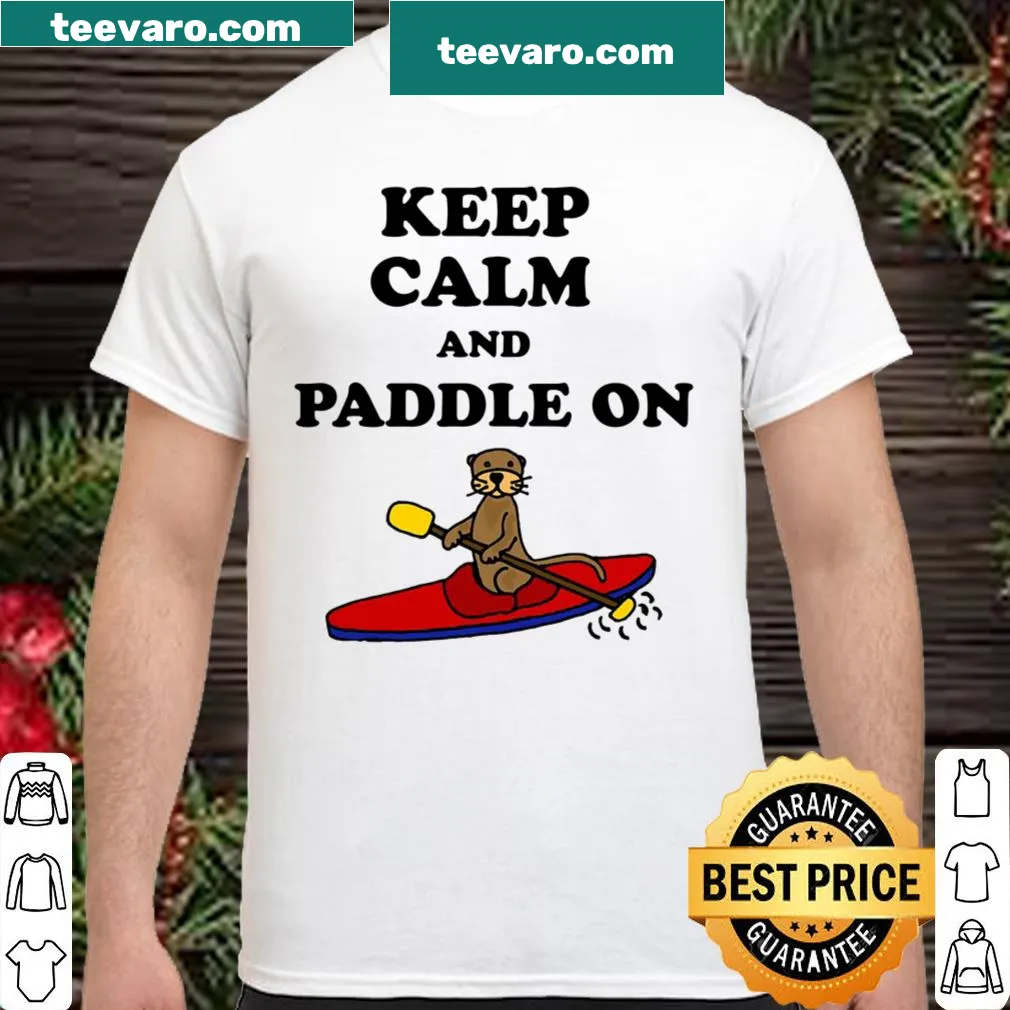 Illustration of a sea otter kayaking with the text 'Keep Calm'