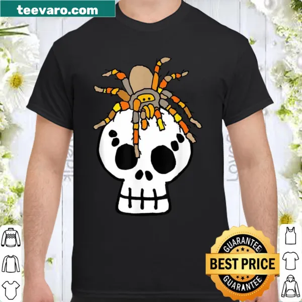 Cartoon tarantula on skull t-shirt design