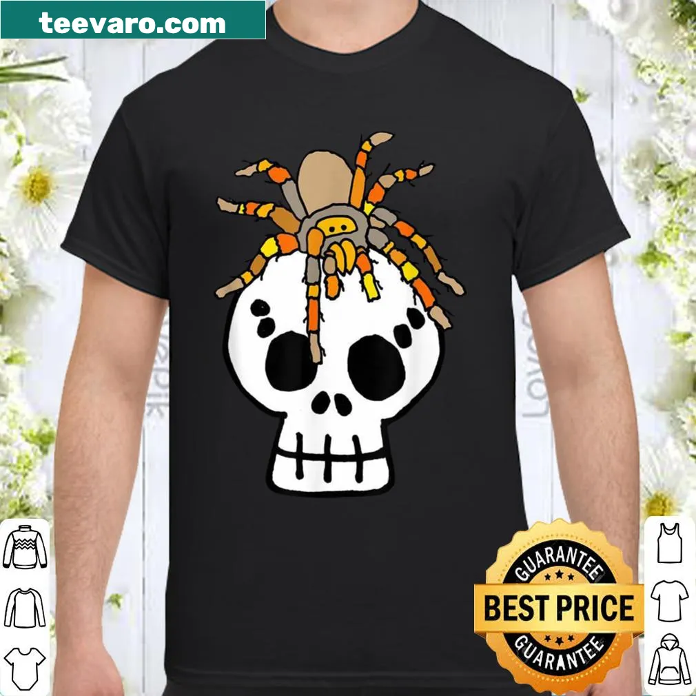 Cartoon tarantula on skull t-shirt design