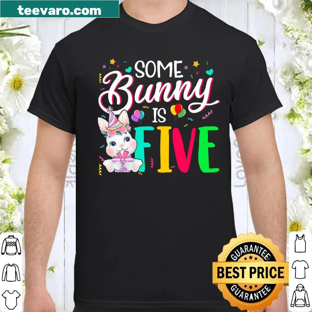 Cute bunny-themed birthday shirt for a 5-year-old