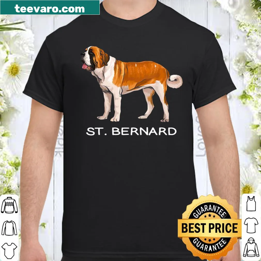Shirt featuring a design of a playful St. Bernard dog