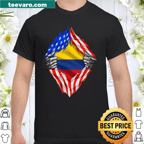 Colombian heritage shirt with USA flag design