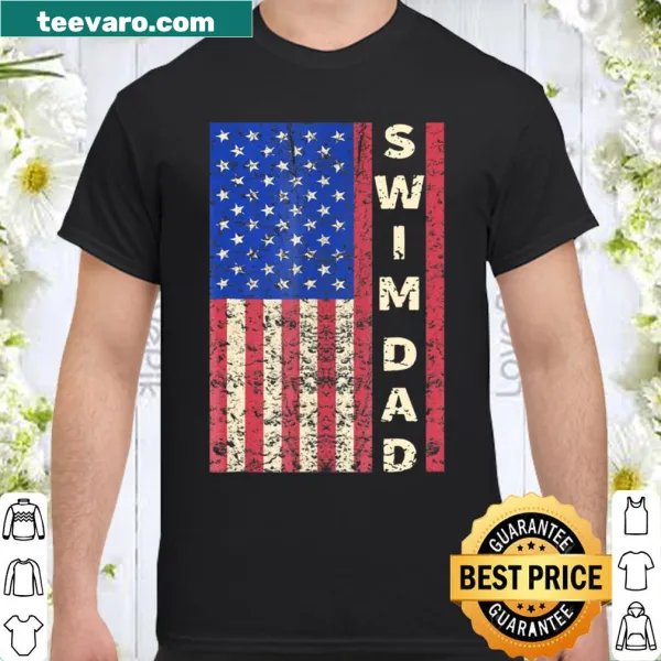 Patriotic Swim Dad shirt featuring American flag and swimmer graphics