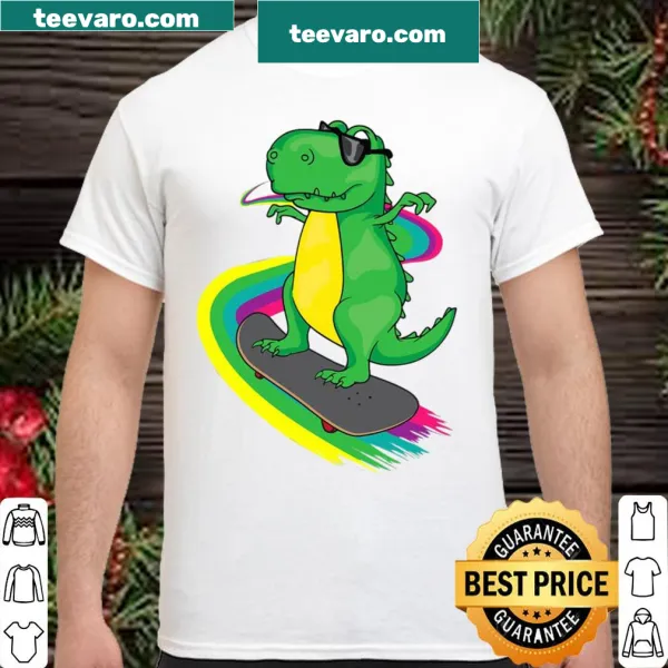 Cute T-Rex skateboarding graphic on a shirt