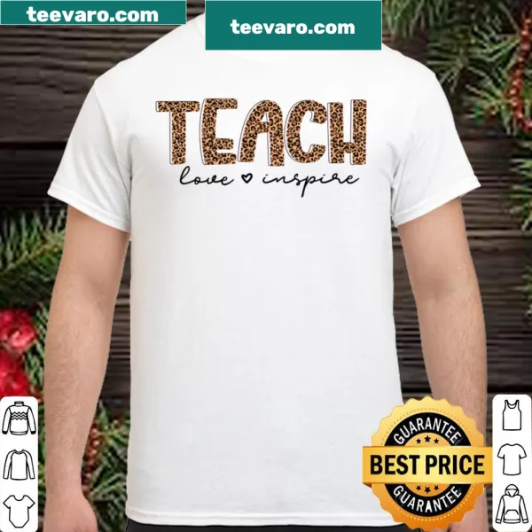Teacher shirt with inspirational quote and leopard print design