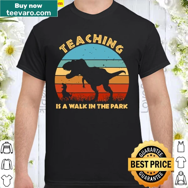 Shirt with playful dinosaur graphic about teaching