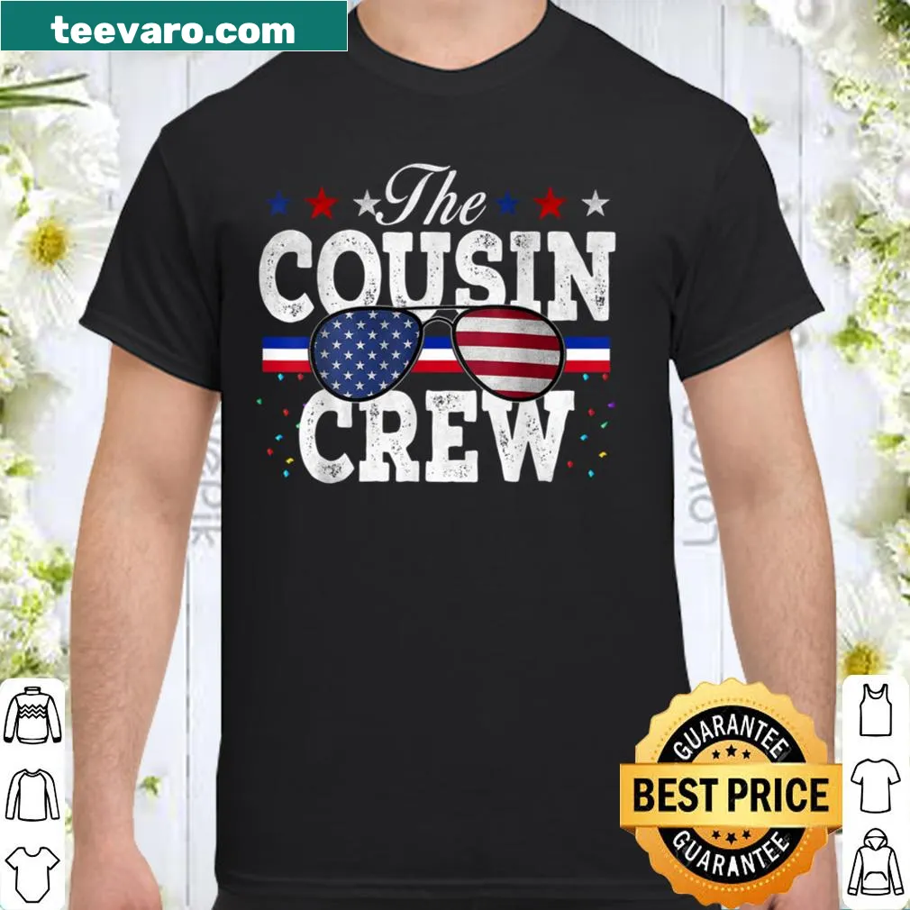 Patriotic Cousin Crew t-shirt featuring American flag design