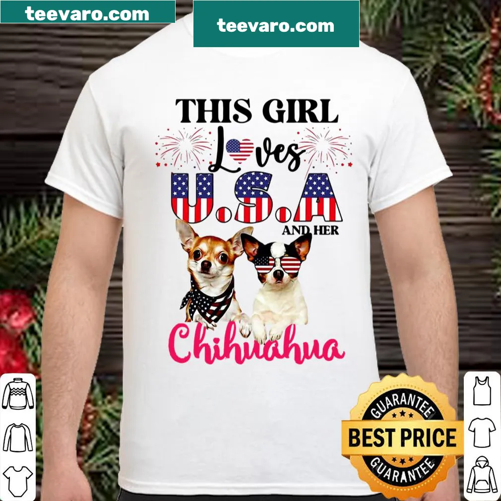 Shirt with text celebrating love for USA and chihuahuas