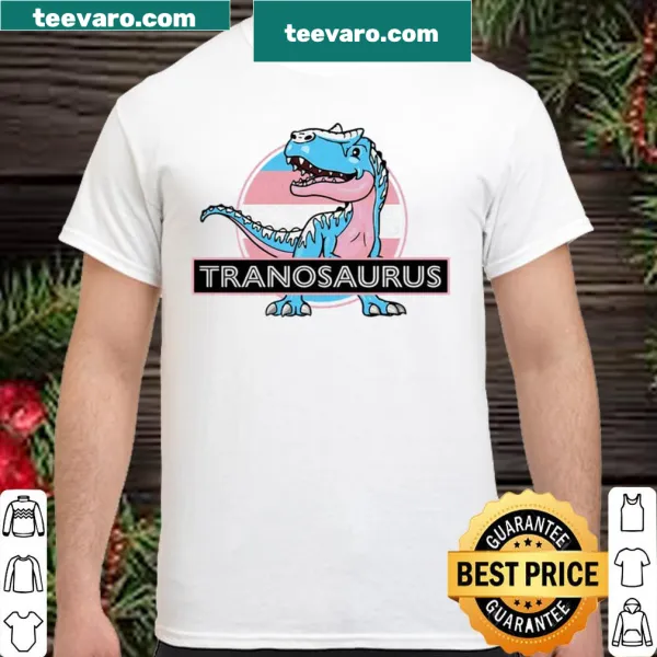 Trans Tranosaurus T-Rex shirt celebrating LGBTQ pride