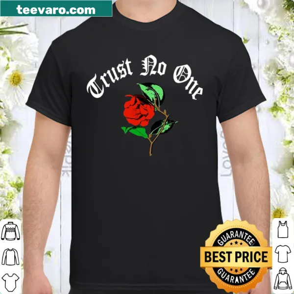 Gothic graphic shirt with 'Trust No One' phrase