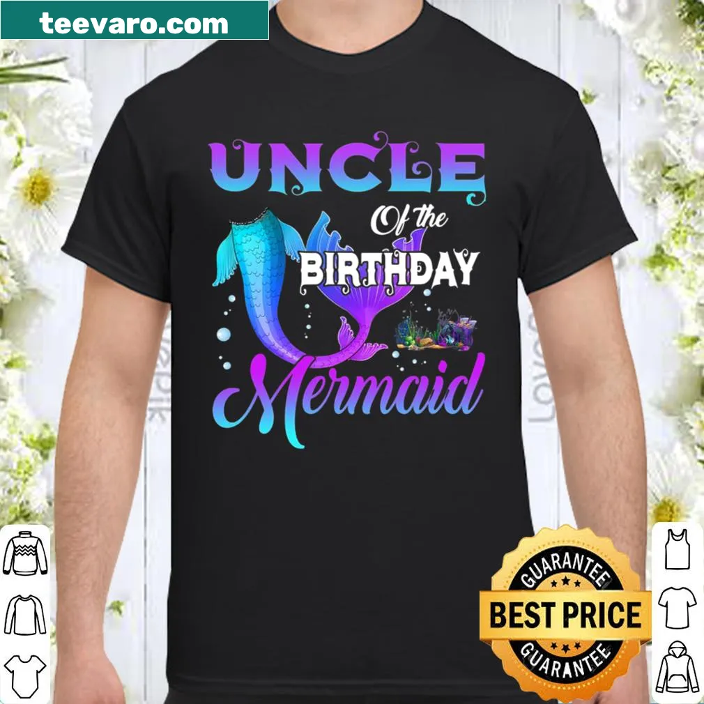 Cute uncle shirt for birthday mermaid celebrations