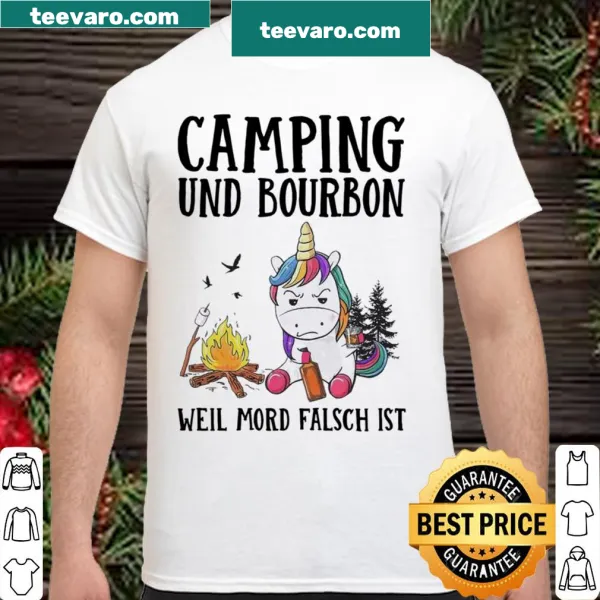 Camping-themed unicorn t-shirt with humorous text
