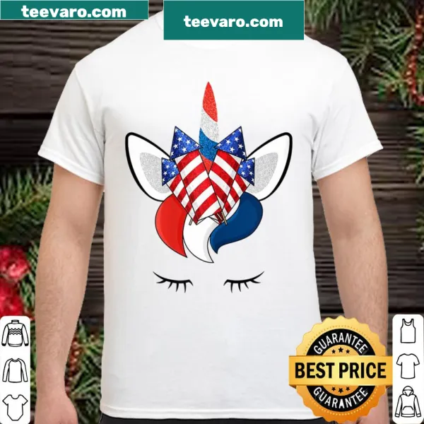 Cute cartoon unicorn face design for Fourth of July celebrations