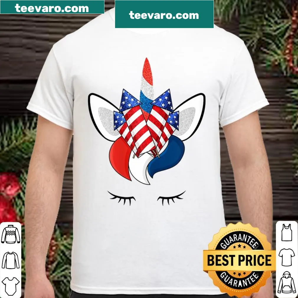 Cute cartoon unicorn face design for Fourth of July celebrations