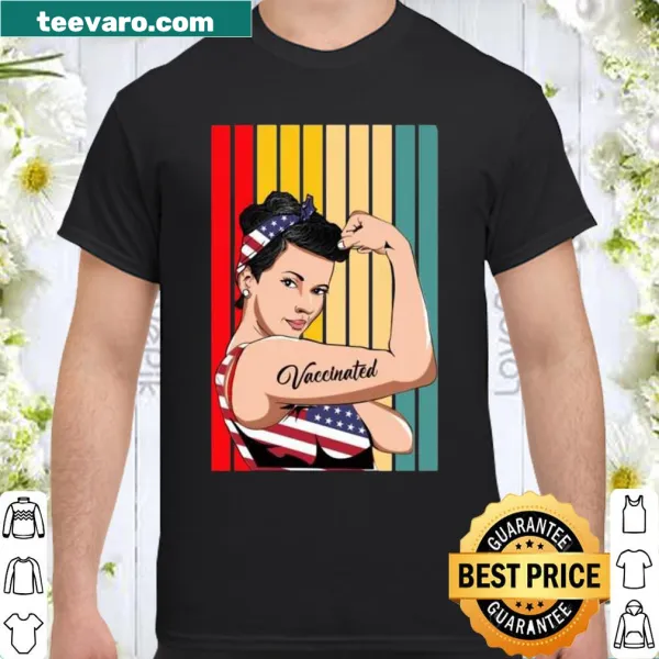 Retro-style shirt promoting vaccination with bold text