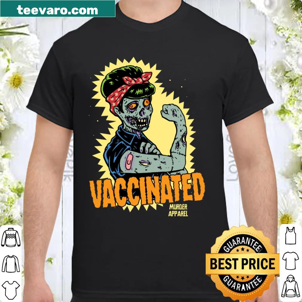 Retro shirt featuring vaccinated zombie and feminist themes