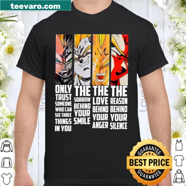 Illustrative t-shirt featuring Vegeta with inspirational text