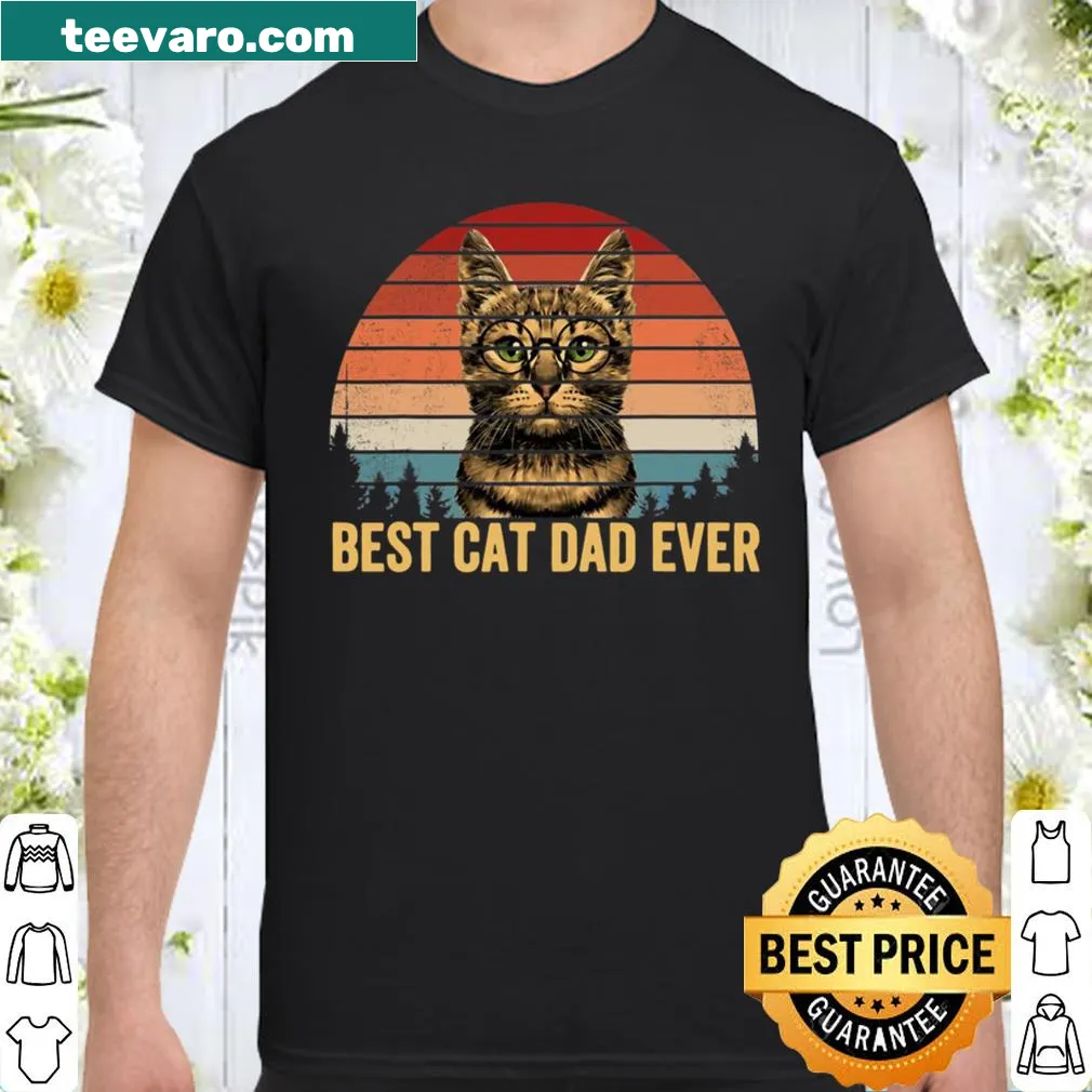 Vintage Best Cat Dad Ever graphic t-shirt with playful cat design